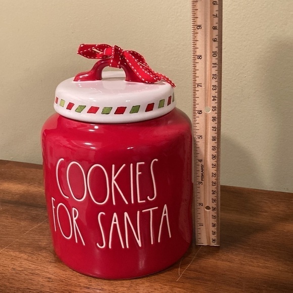 NEW Rae Dunn COOKIES FOR SANTA LARGE RED CHUBBY CANISTER WITH DIMPLES - Picture 11 of 12
